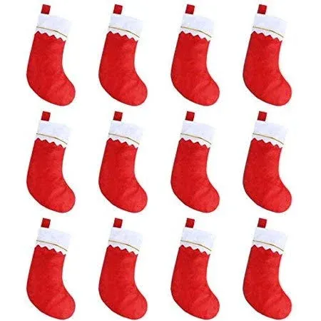 12pcs Red Felt Christmas Stockings