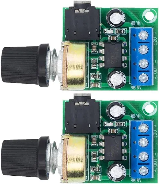 Acxico 2Pcs LM386 10W Mini Power Amplifier Board Audio Amplifier Module Dc 3-12v Volume Adjustable Control