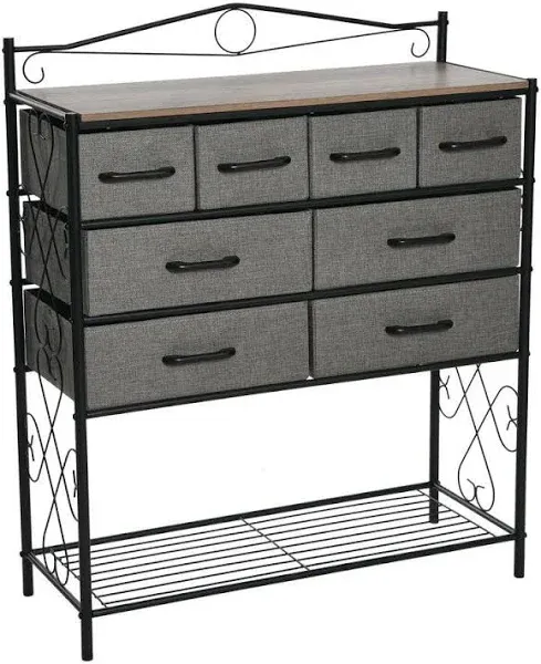 Household Essentials Victoria Dresser Table Storage Organizer with 8 Drawers and Shoe Shelf