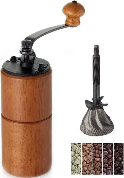 Akirakoki Manual Coffee Bean Grinder Wooden Mill with Cast Iron Burr