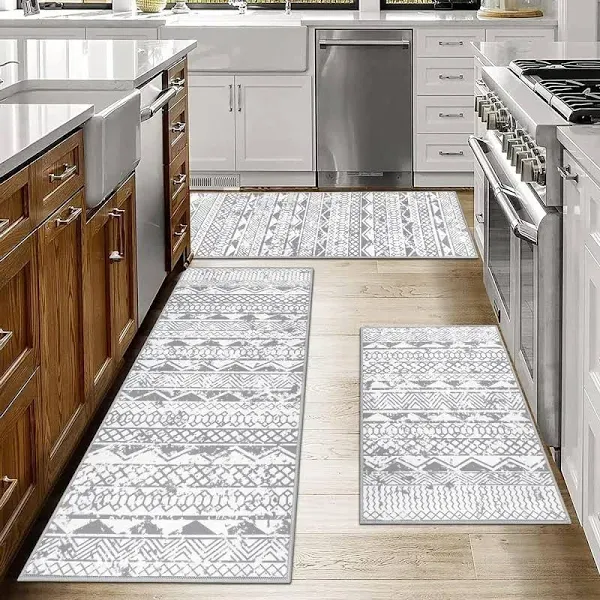 Boho Kitchen Rugs Sets of 3,Non Slip Washable Kitchen Rugs and Mats - 20"x32"+20"x48"+20"x59"