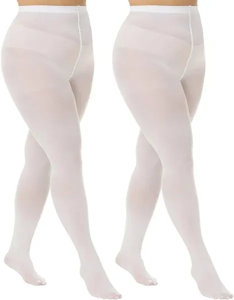 MANZI Women's 2 Pairs Control Top Pantyhose High Waist Plus Size Tights Ultra-Soft