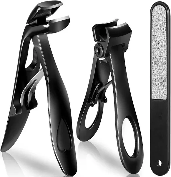 Nail Clippers for Seniors, Wide Jaw Fingernail Clippers and Angled Head Toenail Clippers for Thick Nail, Professional German Nail Clippers for Men, Women&Pregnant，Black