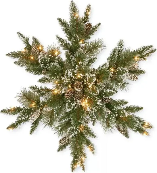 National Tree Company 32" Glittery Bristle Pine Snowflake with Battery Operated Warm White LED Lights