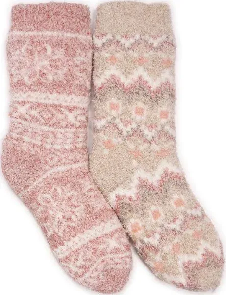 MUK LUKS Women's 2 Pair Pack Cozy Sherpa Lined Cabin Socks