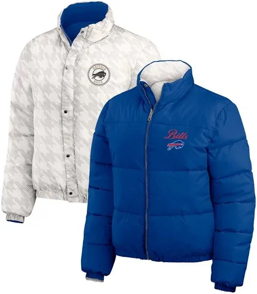 Wear by Erin Andrews Women's Buffalo Bills Reversible Cropped Puffer Jacket