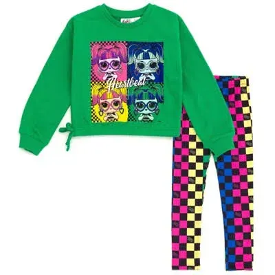 L.O.L. Surprise! Girls' Checked Fleece Sweatshirt and Leggings Outfit Set