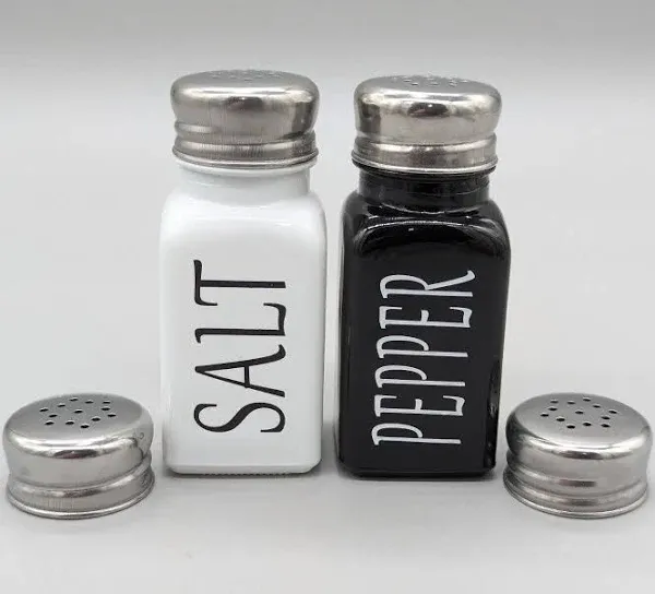 Salt and Pepper Shakers Set by Brighter Barns - Cute Modern Black / White 