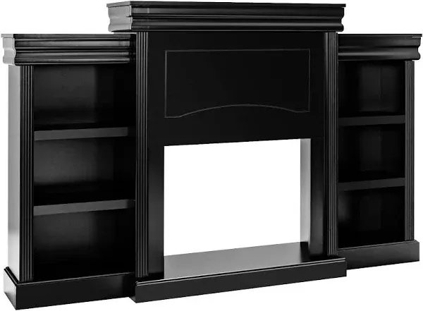 Costway 70 Inch Modern Fireplace Media Entertainment Center with Bookcase