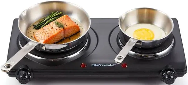 Elite Gourmet Countertop Double Cast Iron Burner