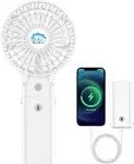 Portable Handheld Fan, w/ Power Bank, Rechargeable, Battery Operated, Personal