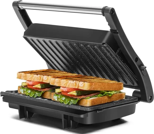 Panini Press Grill, Aigostar 1000W Sandwich Maker with Ceramic Non-stick Plat...