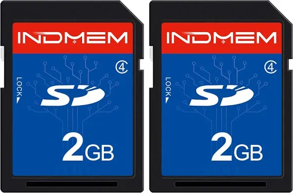 INDMEM 2 Pack SD Card 2GB Class 4 Flash Memory Card 2G SLC Stanard Secure Digital Cards (2PC)