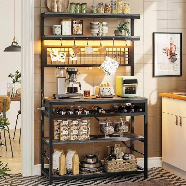 Bakers Rack 6-Tier Coffee Bar Microwave Stand