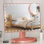 Funtouch Large Lighted Vanity Makeup Mirror with Makeup Sponge Set, LED Lights, Touch Screen and 10x Magnification