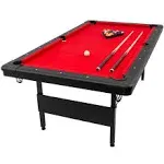 GoSports Mid-Size 7ft x 3.9ft Billiards Game Table - Foldable Design, Includes Full Set of Pool Balls, 2 Cue Sticks, Chalk, and Felt Brush