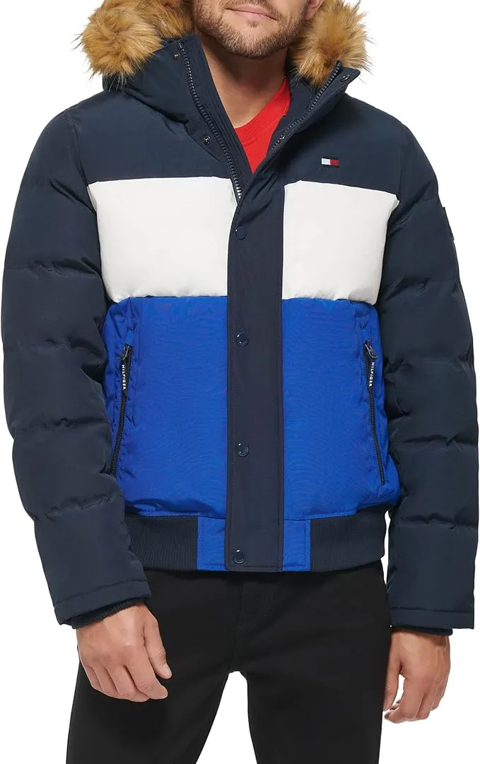 Tommy Hilfiger Men's Arctic Cloth Quilted Snorkel Bomber Jacket