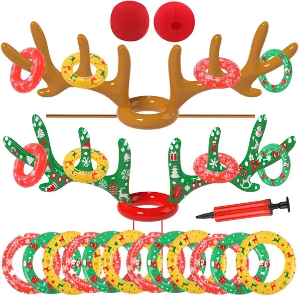 Inflatable Reindeer Antler Ring Toss Game, 2024 Christmas Games Ring Toss for Christmas Party Games, Patented