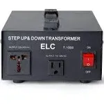 ELC T-1000 1000-Watt Voltage Converter Transformer - Step Up/Down - 110V/220V - Circuit Breaker Protection