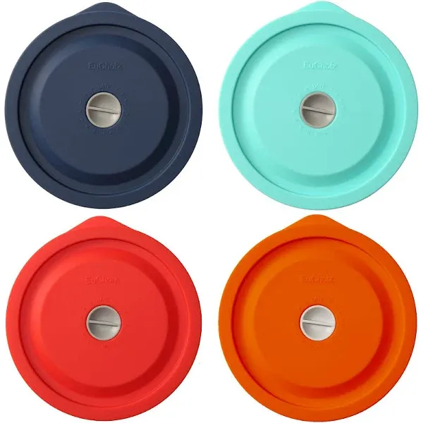 Replacement Lids for Pyrex 7201-PC 4 Cup, Silicone Round Storage Cover Lid for Anchor Hocking Glass Bowl 4 Pack with Date Mark