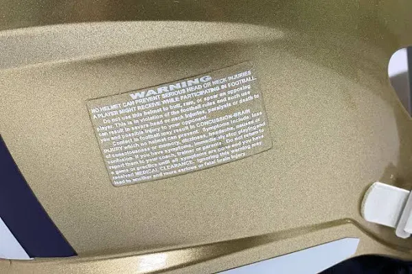 Warning Label Decal for Football Helmets