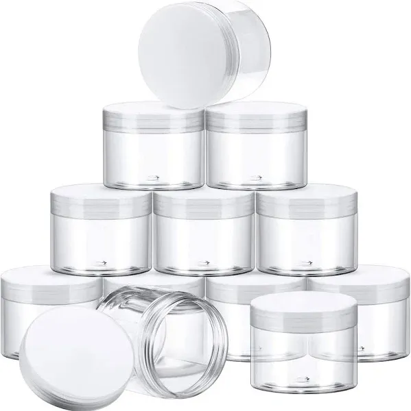 12 Pack Clear Plastic Storage Favor Jars