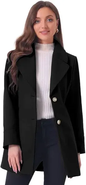 Single Breasted Notched Lapel Outerwear Winter Coats