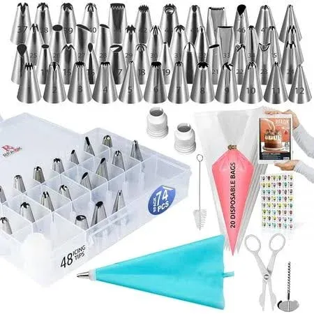 RFAQK 74 PCs Piping Bags and Tips Set