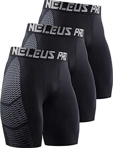 NELEUS Men's Compression Shorts Pack of 3