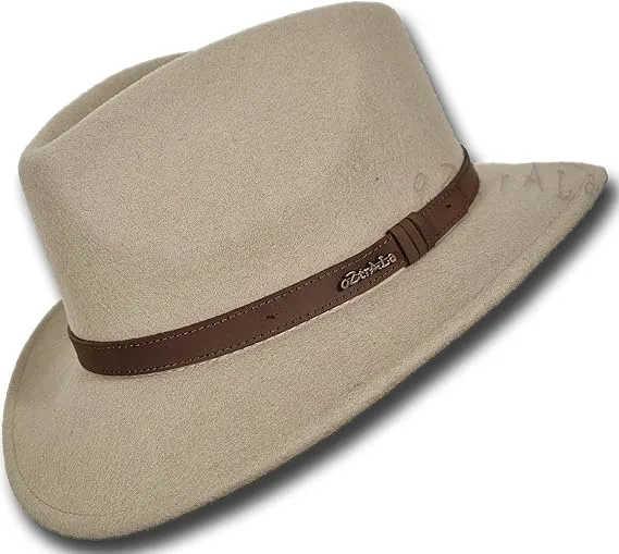 Oztrala Men's Vintage Wool Felt Outback Fedora