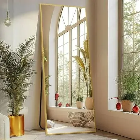 Full Length Arched Free Standing Leaning Mirror