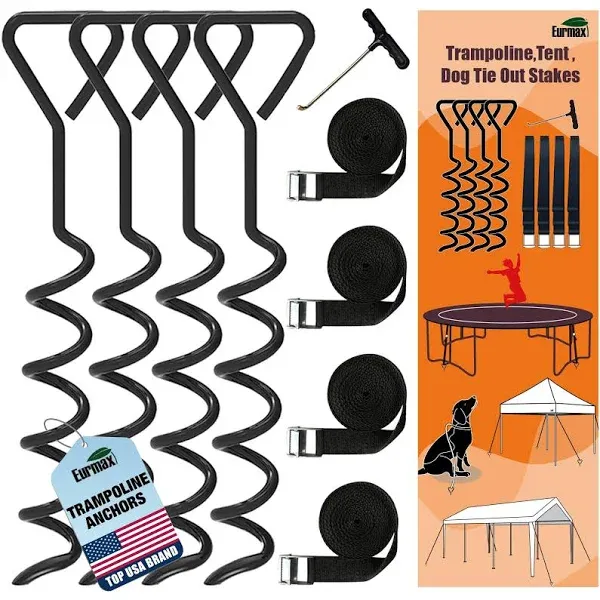 Trampoline Stakes Heavy Duty Trampoline Parts, Corkscrew Shape Steel Blacks