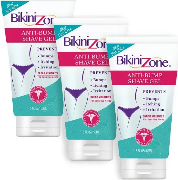 Bikini Zone Anti-Bumps Shave Gel - Close Shave w/No Bumps, Irritation, or Ingrown Hairs - Dermatologist Recommended - Clear Full Body Shaving