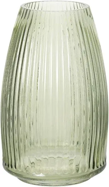 Sullivans 8" Ribbed Glass Vase - Green