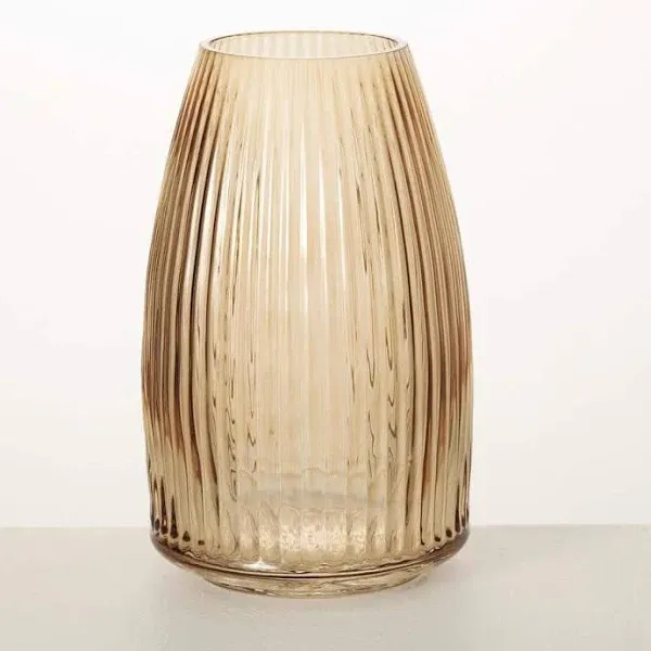 Sullivans 8" Ribbed Glass Vase