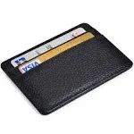 EASTNIGHTS Minimalist Leather Credit Card Holder Slim Wallet with ID Window