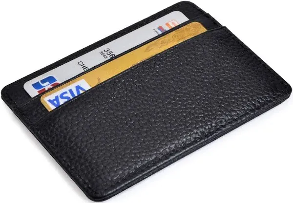 EASTNIGHTS Minimalist Leather Credit Card Holder Slim Wallet with ID Window