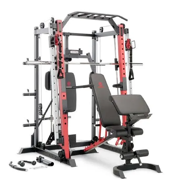 Marcy Smith Machine Cage System Home Gym Multifunction Rack Red