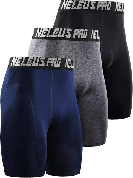 NELEUS Men's Compression Shorts Pack of 3