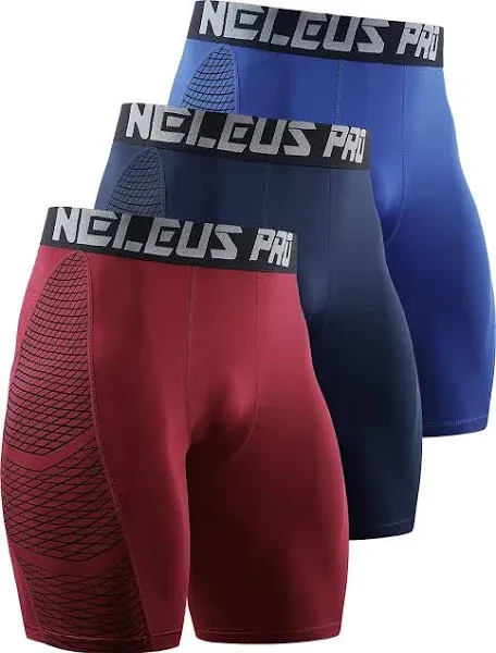 NELEUS Men's Compression Shorts Pack of 3