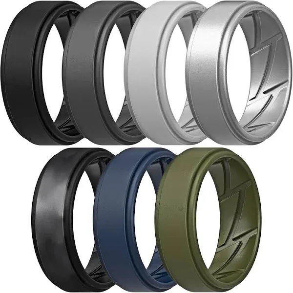 ThunderFit Silicone Wedding Rings for Men Wide Thick