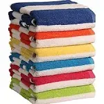 Quba Linen - 100% Cotton Bath Towel, Pack of 6, Cabana Stripe Beach Towels, Large Pool Towels (30" x 60”), Highly Absorbent, Light Weight, Soft and