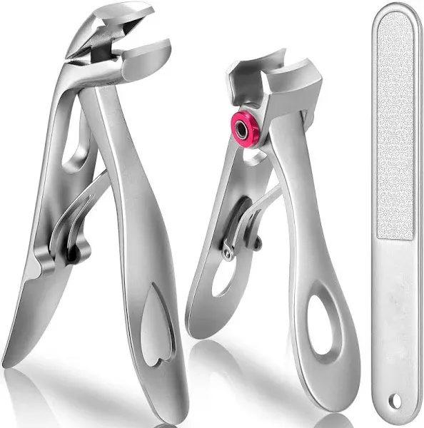 Vepkuso Nail Clippers For Seniors, Wide Jaw Fingernail Clippers and Angled Head Toenail Clippers For Thick Nail