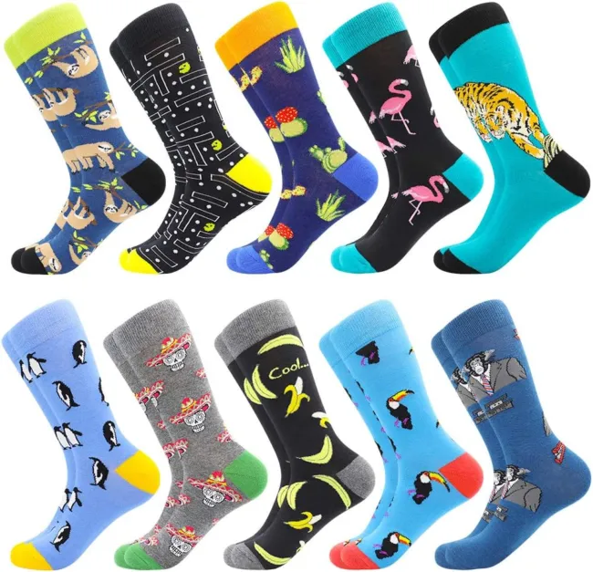 Men&#039;S Dress Socks Funny Fun Colorful Crazy Funky Crew Socks for Men Novelty Happ