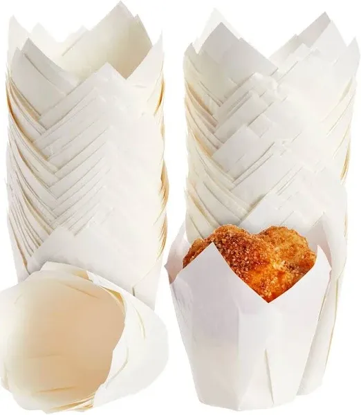 Juvale 100-Pack White Tulip Cupcake Liners