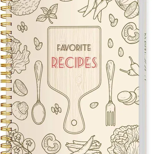 Blank Recipe Notebook to Write in Your Own Recipes, Full Page Sprial Hardcove...