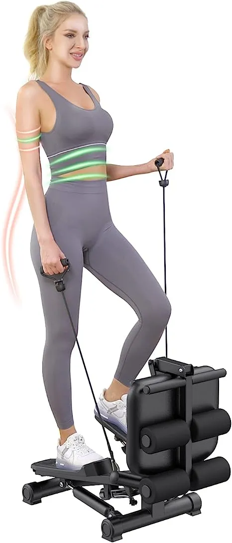 BESVIL Stepper ABS Workout Equipment AB Machine Total Body Workout Fitness Exercise Machine Stepping Exercise Machine for Home Gym Workout,Black