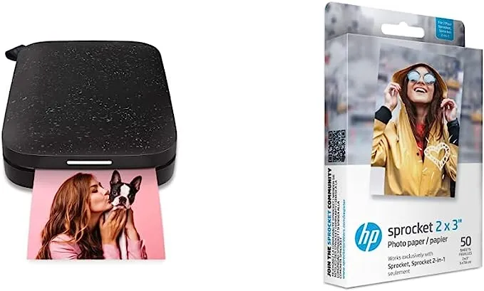 HP Sprocket Portable 2x3" Instant Photo Printer (Black Noir) Starter Bundle