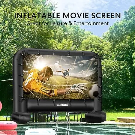 VIVOHOME 14 Feet Indoor and Outdoor Inflatable Blow up Mega Movie Projector Screen with Carry Bag for Front and Rear Projection