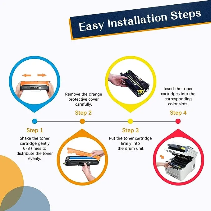 ColorKing Compatible Toner Cartridge Replacement for Brother TN227 TN-227 TN227BK TN223 TN223BK for MFC-L3750CDW HL-L3210CW HL-L3290CD HL-L3230CDW MFC-L3770CDW Toner (TN227BK/C/M/Y High Yield, 4 Pack)